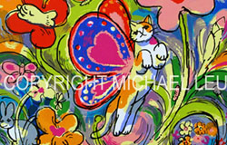 SB-77 　Summer Garden with Kittyfly　image 18 x 22 in.　original serigraphs　ed. 220　$600　