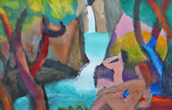 2 Bathers　22 x 30 in.　acrylics on paper　