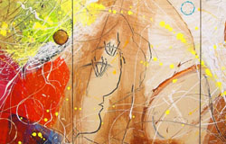 Postmodern princess with contemporary dancer　40 x 90 in.　Mixed Media on Canvas　