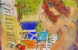 Window by the Patio　9.75\\\" x 13.75\\\"　Gouache/watercolor/ink on paper　