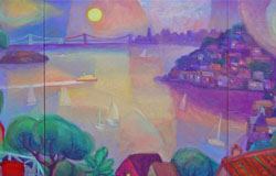 A peaceful evening　48 x 96 in.　Oil on Vanvas　
