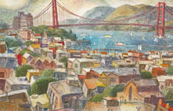 An Afternoon in San Francisco - I　30 x 40 in.　waercolor + litho pencil on paper　