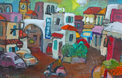 Afternoon in Sorrento　22 x 30 in.　acrylics on paper　