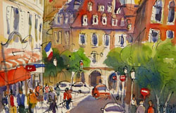 Old Town Strssbourg　18 x 24 in.　Watercolor on Paper　