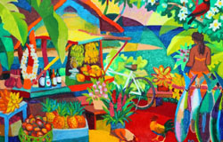 Store in Tahiti　36 x 60 in.　Oil on Canvas　