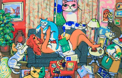 SA-　Incurable Cat Lover　image 22 x 35 in.　original serigraphs　ed. 88　$880　