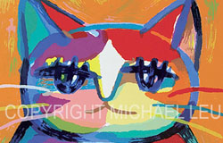 SC-100A　Cat with Cool Face - A　image 12 x 14 in.　original serigraphs　ed. 180　$300　