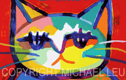 SC-100B　Cat with Cool Face - B　image 12 x 14 in.　original serigraphs　ed. 180　$300　