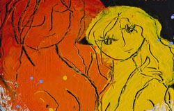 2 Women - VIII　28 x 22 in.　mixed medium on canvas　