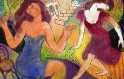 2 Dancers　24x36in.　mixedmediumonhand-madepaper　