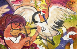 Dancing in Summer Evening　24x36in.　mixedmediumonhand-madepaper　