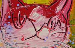 Fuzzy Looks at Me - II　18x18in.　mixedmediumoncanvas　