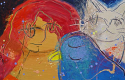 Girl with 2 Friends　24x36in.　mixedmediumoncanvas　