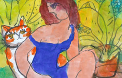 in the garden　12x18in.　ink+watercoloronpaper　