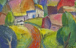 a Day in the country - 2　12.25 x 16.25 in.　ink + watercolor　