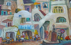 Afternoon in Marina Grande　22 x 30 in.　acrylics on paper　
