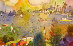 Bay View from Fort Baker　22 x 30 in.　Watercolor on Paper　
