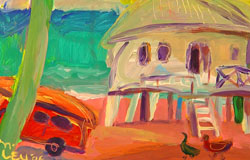 Beach House - A　20 x 16 in.　acrylics on wood　