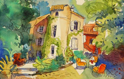 Country Life　12 x 16 in.　Watercolor on Paper　