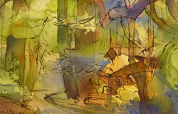 Old Mill Park - III　16 x 20 in.　ink + watercolor on paper　